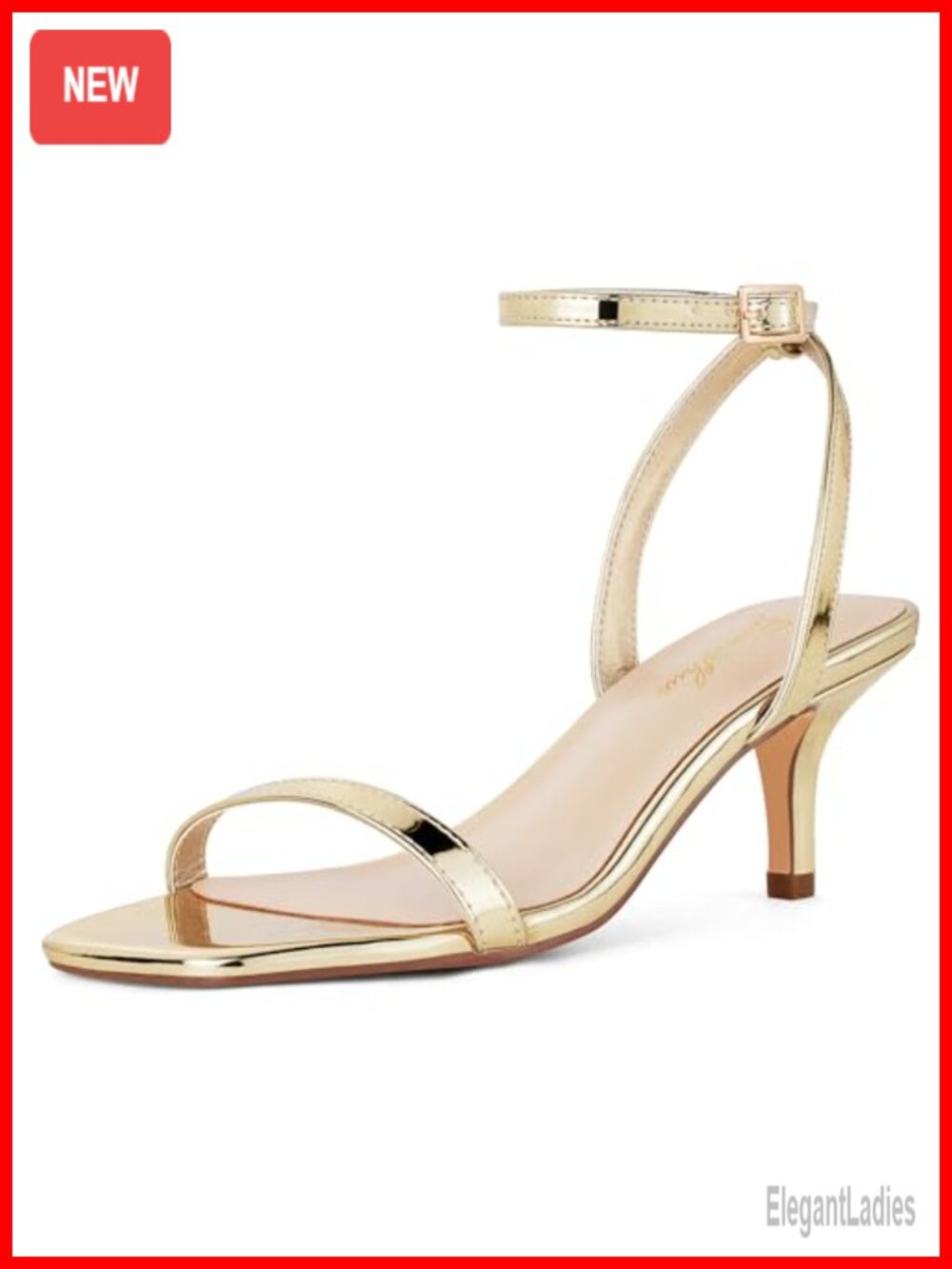 Kitten Heel Square Open Toe Strappy Sandals Ankle Strap Dressy